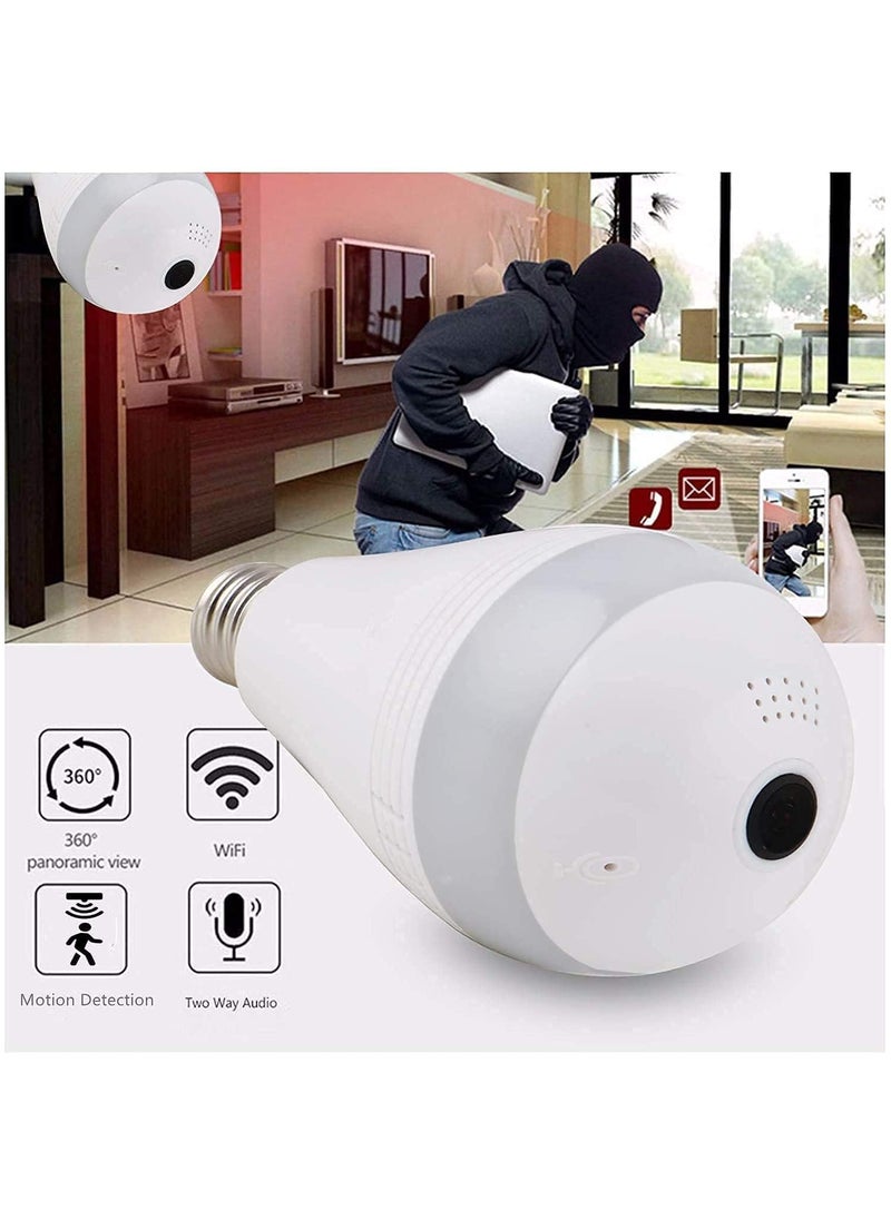 SIOVS Full HD Picture Bulb Home Security Camera 1080p AI Powered Motion Detection l Infrared Light Vision 360 Panorama Talk Back Feature Bulb Camera
