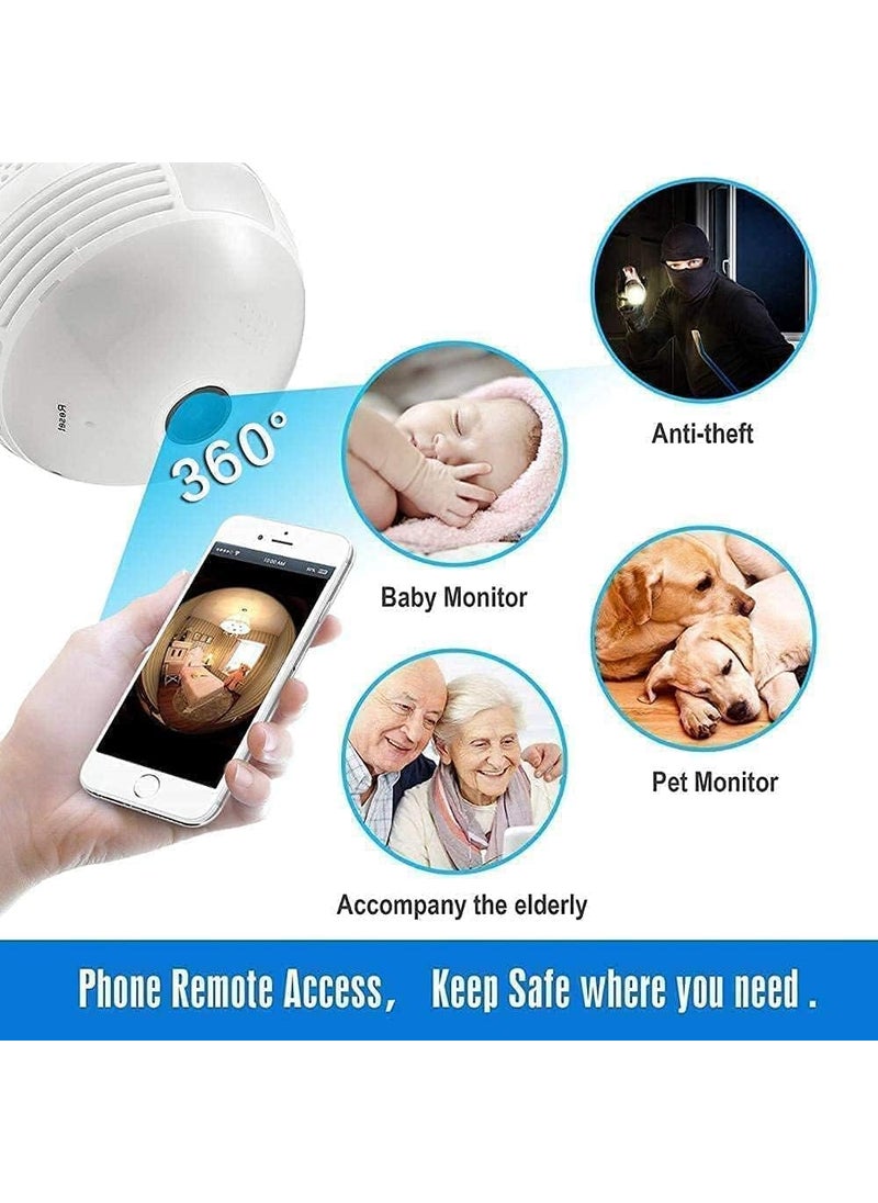 SIOVS Full HD Picture Bulb Home Security Camera 1080p AI Powered Motion Detection l Infrared Light Vision 360 Panorama Talk Back Feature Bulb Camera