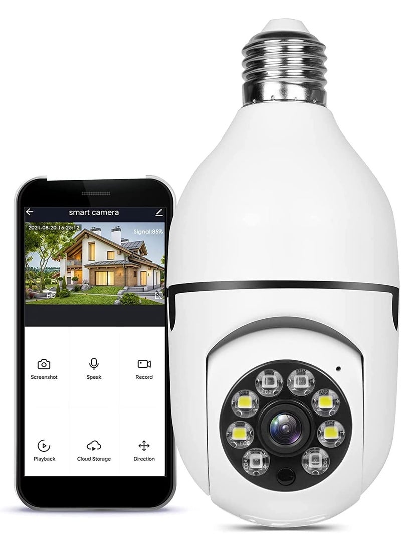 WiFi Wireless CCTV Camera 1080p Bulb Shape PTZ V380 Pro CCTV Security Camera with LED Lights Auto Tracking Smart Motion Detection and Alarm Two Way Audio Night Vision
