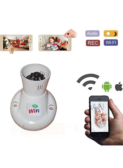 IYZA Secret WiFi Bulb Holder Camera Audio Video Recording Camera with Night Vision Watch from Anywhere You are Bulb Holder Camera1