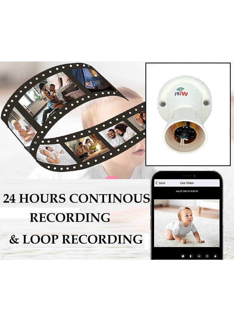 IYZA Secret WiFi Bulb Holder Camera Audio Video Recording Camera with Night Vision Watch from Anywhere You are Bulb Holder Camera1