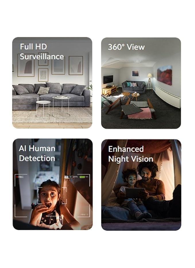 GARYVIZ 4MP Full HD WiFi Mini Fox Indoor CCTV Camera with Full Color Night Vision Two Way Audio PTZ 360 View Motion Detection SD Support UPO 128 GB Remote View