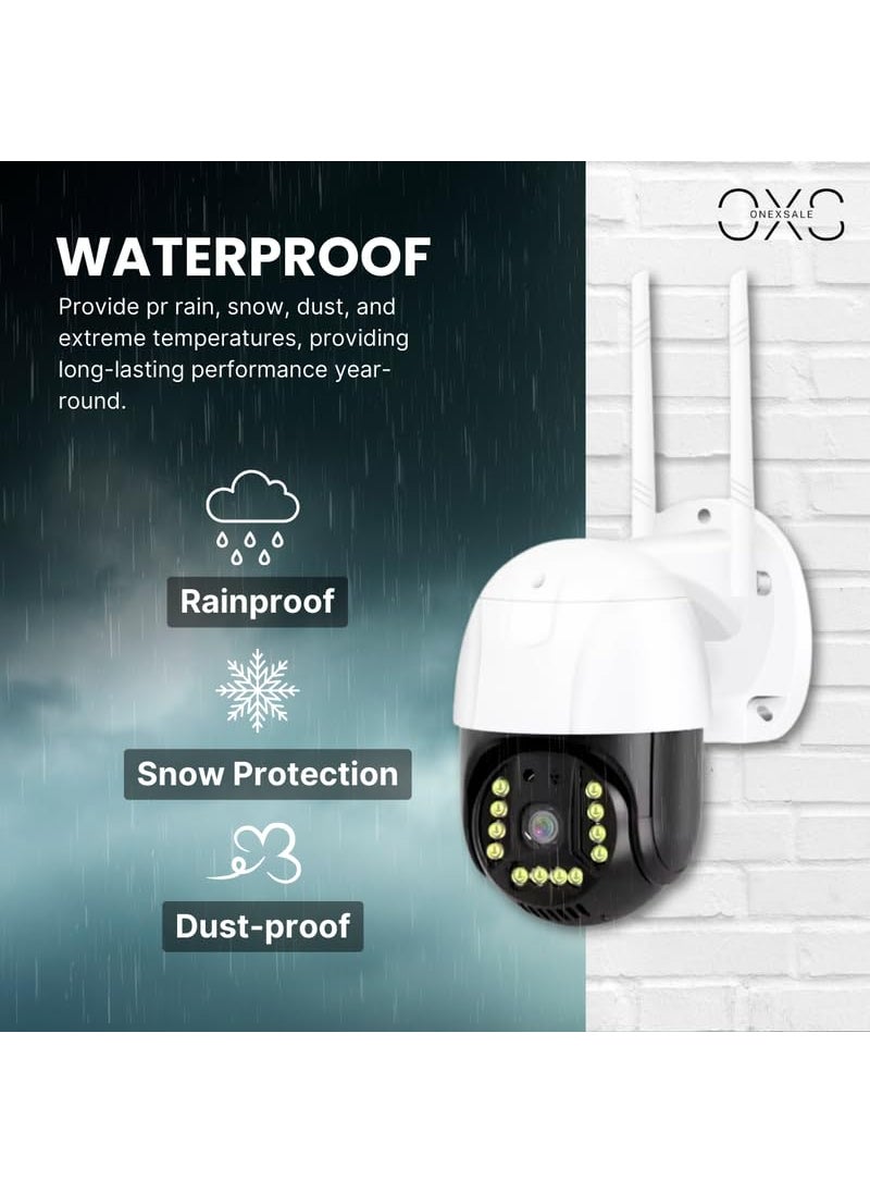 OneXsale 4G Ptz LTE Cellular CCTV Camera Outdoor Includes SDSIM Card Works Without WiFi 2K Live Video 360 Full Cover Color Night Mode MotionSiren Alerts Remote Phone Access