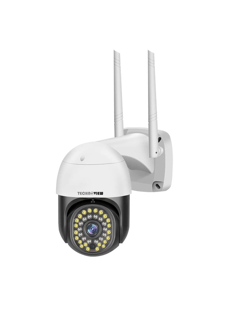 TECHNOVIEW Full HD WiFi Outdoor Security Camera with Adapter View Remote Auto Tracking 360 Rotation Smart Motion Detection Alarm Alert 12MP 8 LEDs Zoom PTZ