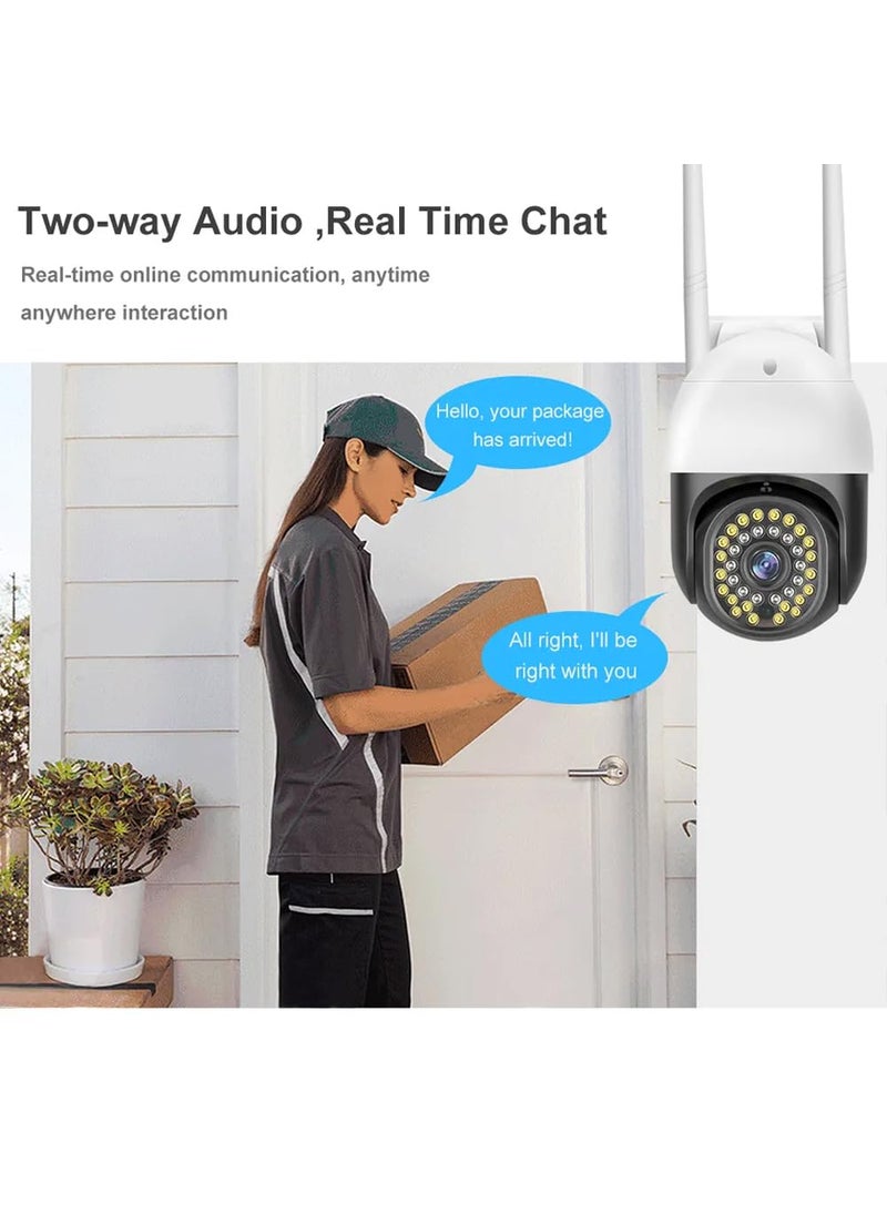 TECHNOVIEW Full HD WiFi Outdoor Security Camera with Adapter View Remote Auto Tracking 360 Rotation Smart Motion Detection Alarm Alert 12MP 8 LEDs Zoom PTZ