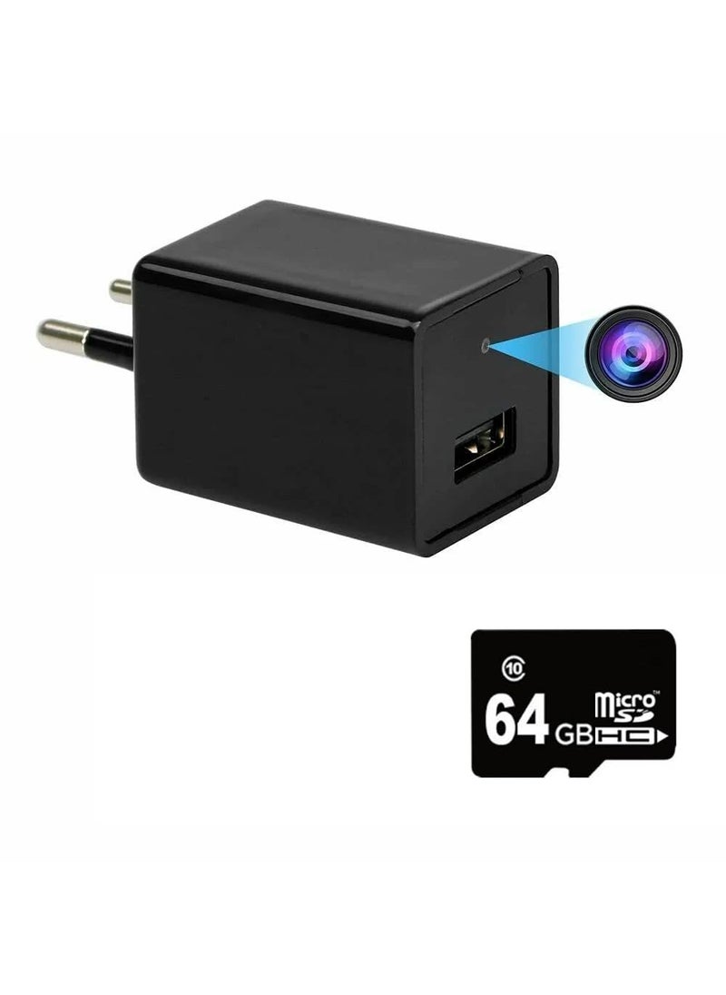 TECHNOVIEW Wired 1080p Full HD Camera Work 24 Hours with Power Audio and Video Recording Charger with 64GB SD Card No WiFi Needed