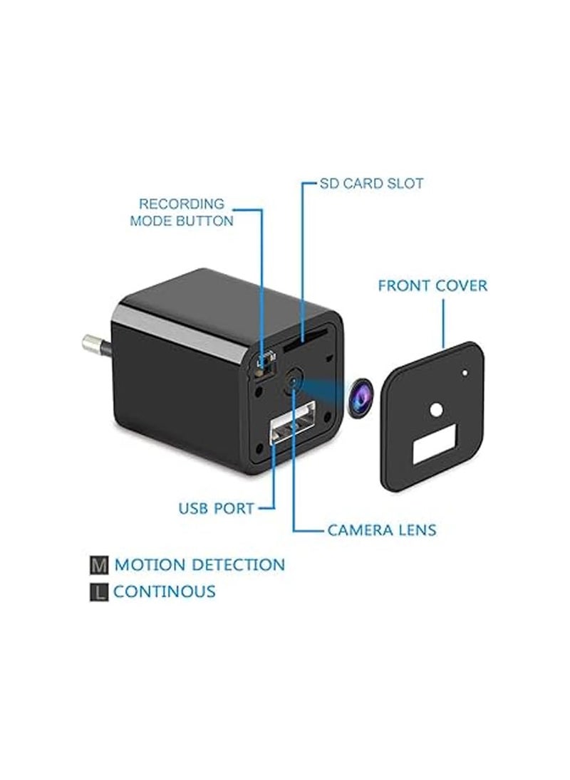 TECHNOVIEW Wired 1080p Full HD Camera Work 24 Hours with Power Audio and Video Recording Charger with 64GB SD Card No WiFi Needed