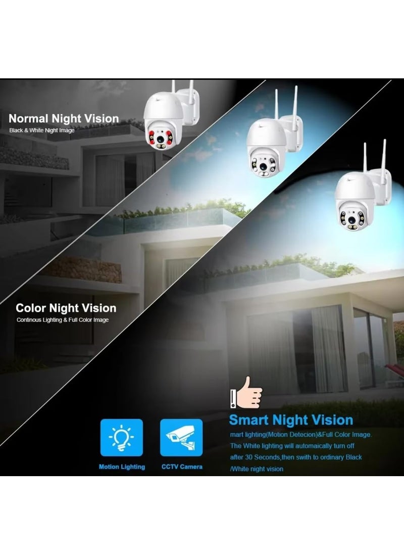 Fire Tyrtle 6MP Outdoor WiFi Security Camera Color Night Vision 2Way Audio Motion Tracking Cruise Mode Supports 128GB Micro SD Card Waterproof Home Surveillance