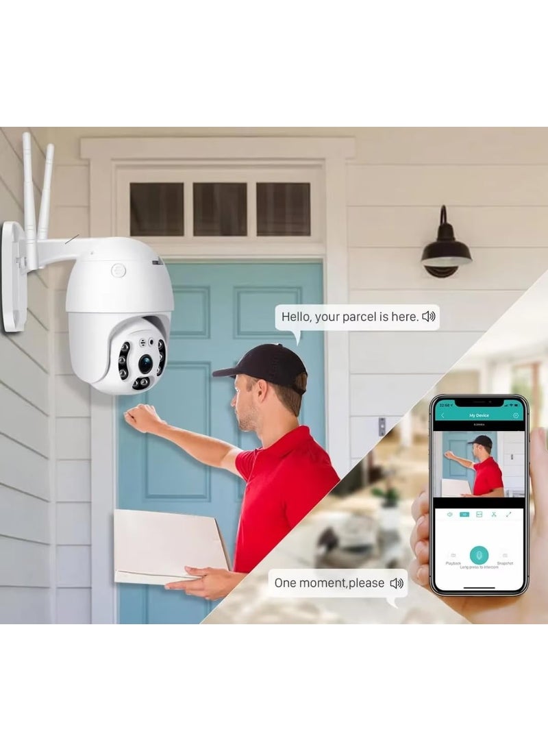 Fire Tyrtle 6MP Outdoor WiFi Security Camera Color Night Vision 2Way Audio Motion Tracking Cruise Mode Supports 128GB Micro SD Card Waterproof Home Surveillance