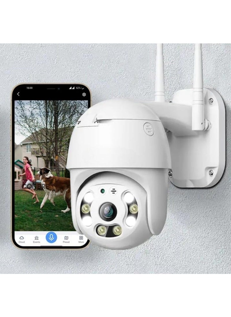 Fire Tyrtle 6MP Outdoor WiFi Security Camera Color Night Vision 2Way Audio Motion Tracking Cruise Mode Supports 128GB Micro SD Card Waterproof Home Surveillance