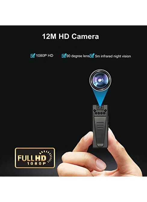 TECHNOVIEW Portable Small VideoAudio Micro Pocket DVR with 6 IR Cop Camera Night Vision Full HD 1080p with Pocket Clips Wearable Body Camera Recorder Indoor Outdoor