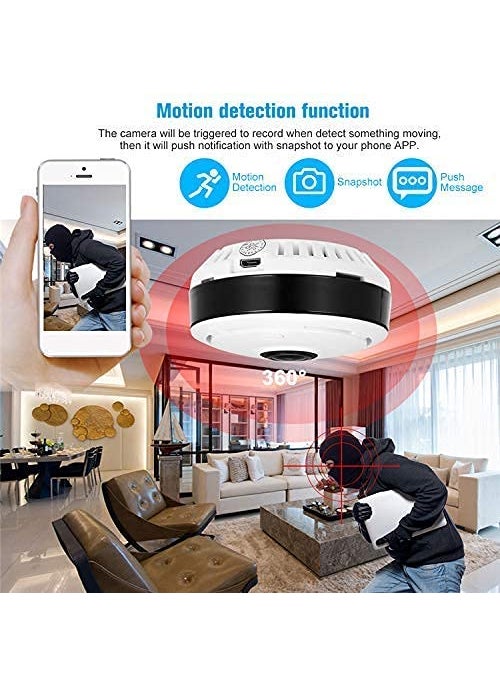 EVERNEST 360 Degree View Smart WiFi Wireless IP CCTV Security Camera with WiFi Wireless Connectivity Night Vision 2Way Audio Support 128 GB Micro SD Card Slot