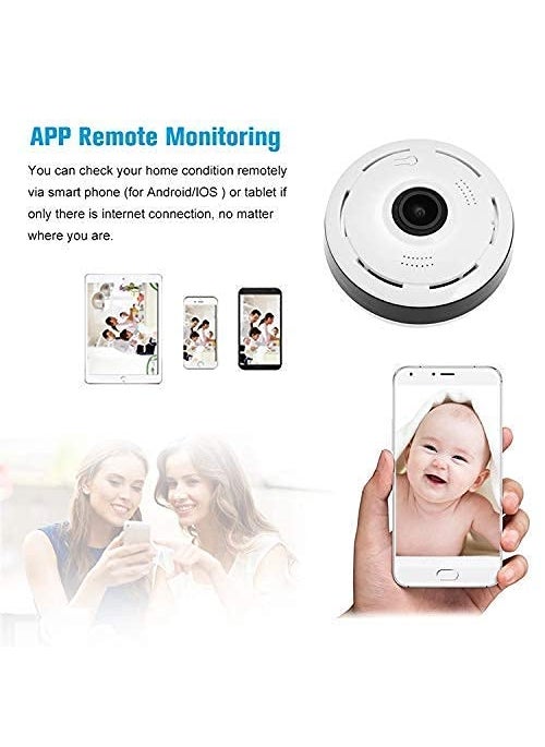 EVERNEST 360 Degree View Smart WiFi Wireless IP CCTV Security Camera with WiFi Wireless Connectivity Night Vision 2Way Audio Support 128 GB Micro SD Card Slot