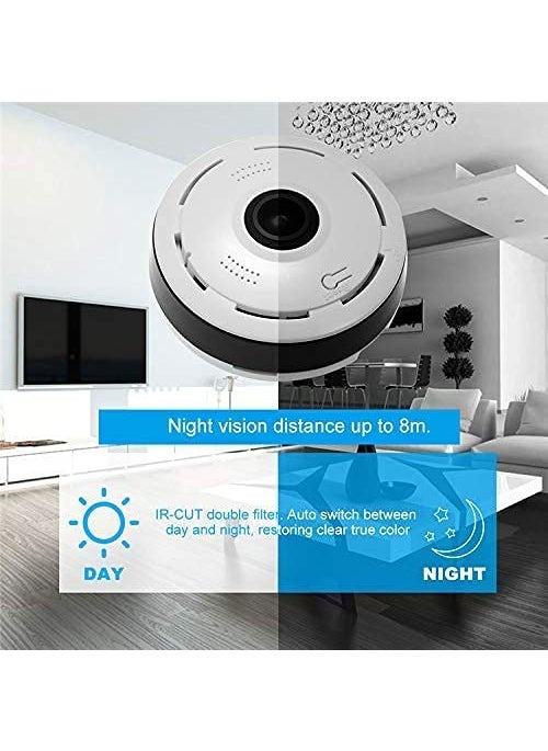 EVERNEST 360 Degree View Smart WiFi Wireless IP CCTV Security Camera with WiFi Wireless Connectivity Night Vision 2Way Audio Support 128 GB Micro SD Card Slot
