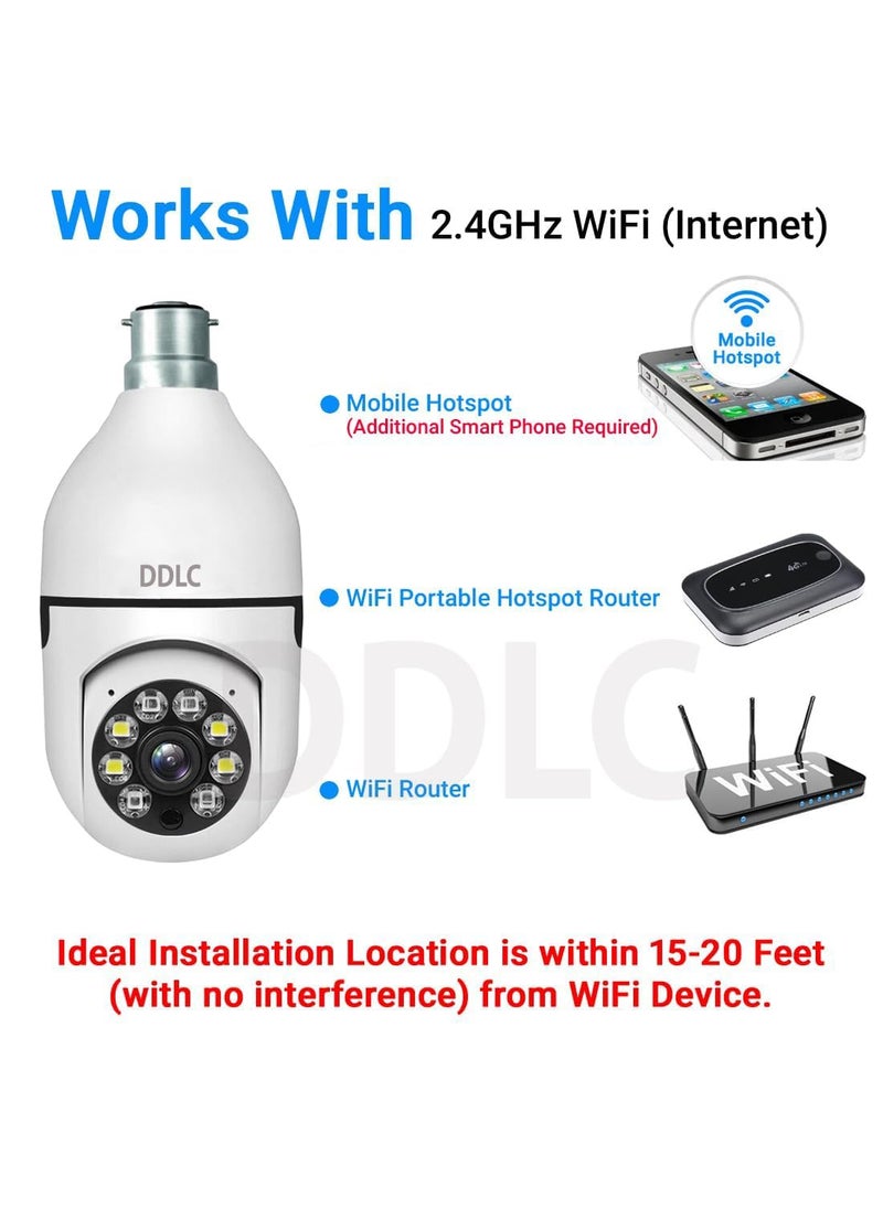 DDLC 1080p HD Bulb Light Wireless IP Camera Fish Eye 360 Degree Panoramic Mini Lamp IR Home Security Wireless CCTV Camera Light Bulb
