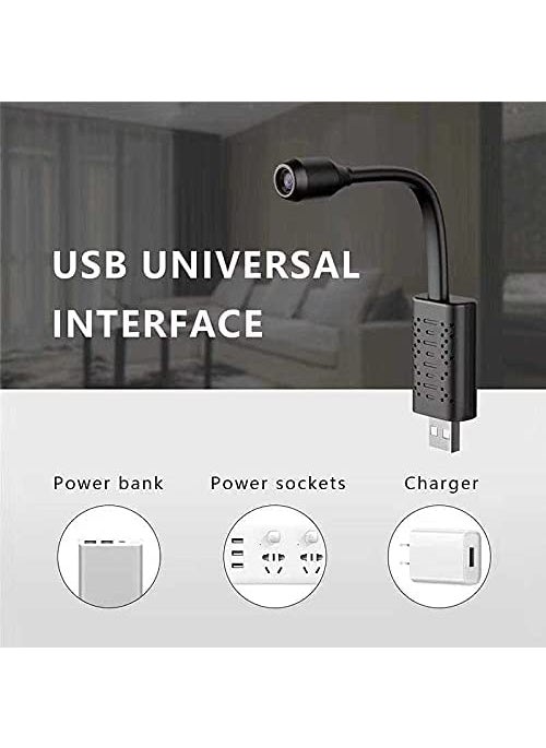 Favone Mini HD 1080p HD USB Universal Interface Flexible Neck CameraWide Angle Live View on Mobile AppMotion Detection Alarm WiFi SpyHidden USB WiFi Camera Upto 128GB Card not Included