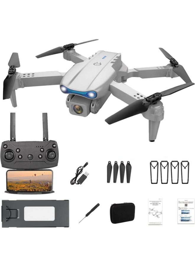 E99 K3 Pro FPV Drone with 4K Dual Camera, RC Quadcopter with 3D Flips, Gesture Photo, Trajectory Flight, Obstacle Avoidance, Headless Mode and 2 Battery GREY/BLACK