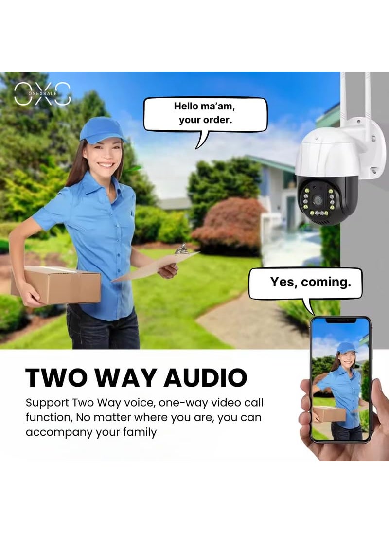 OneXsale 3Mp HD 4G SIM Based Pan Tilt Ptz CCTV Camera Outdoor Indoor Security Camera Water Proof 2 Way Talk Motion Detect Supports SD Card Up to 128GB Color Night Vision Security Camera