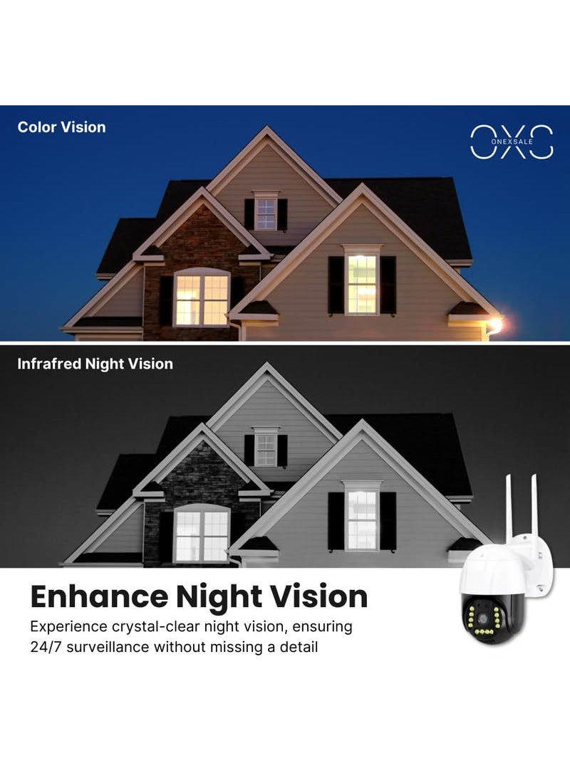 OneXsale 3Mp HD 4G SIM Based Pan Tilt Ptz CCTV Camera Outdoor Indoor Security Camera Water Proof 2 Way Talk Motion Detect Supports SD Card Up to 128GB Color Night Vision Security Camera