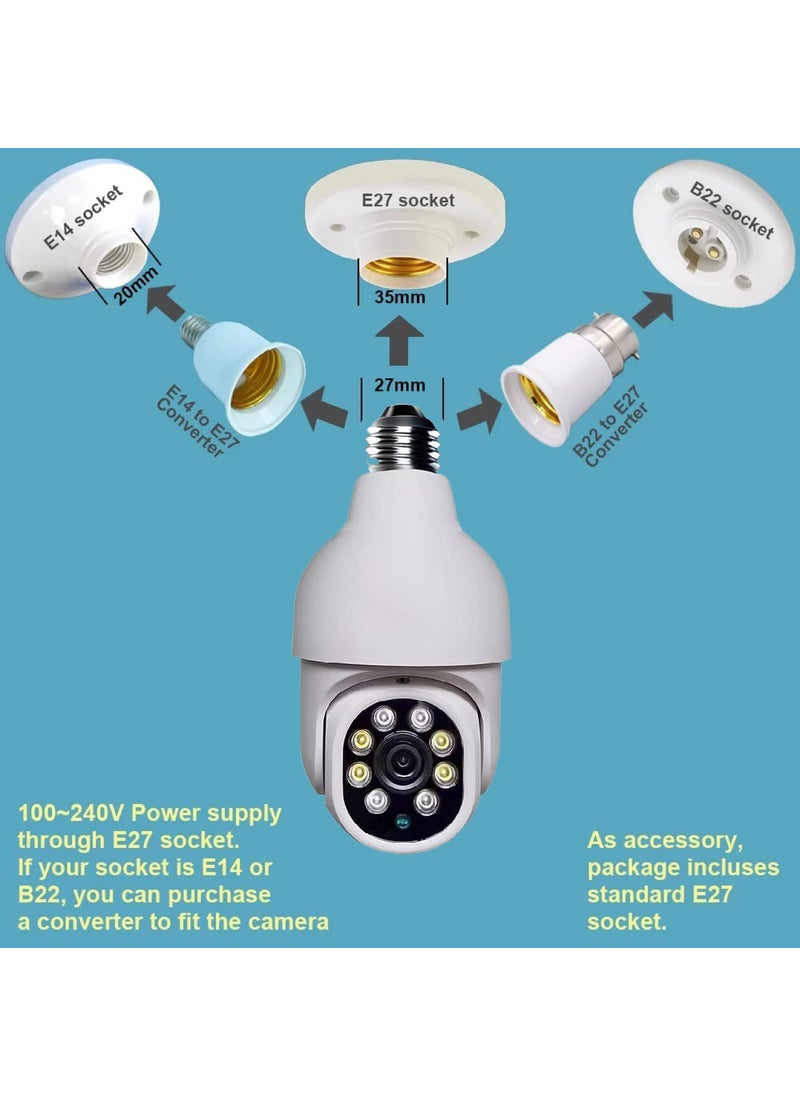 WiFi Wireless CCTV Camera 1080p Bulb Shape PTZ V380 Pro CCTV Security Camera with LED Lights