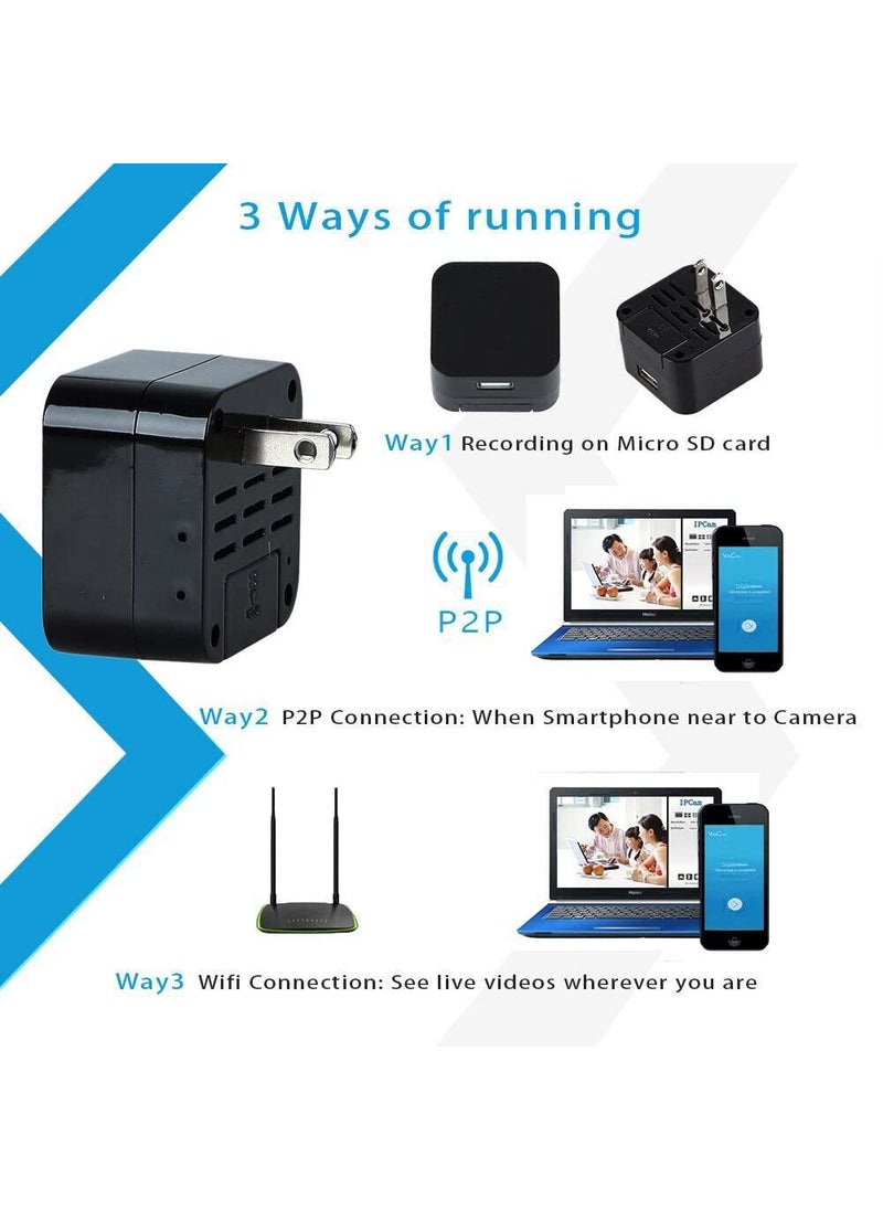 Sekuai 4K Spy WiFi Charger Camera Night Vision HD1080P Hidden USB Wall Charger WiFi Spy Camera for Security Surveillance Motion Detection Surveillance Remote Viewing