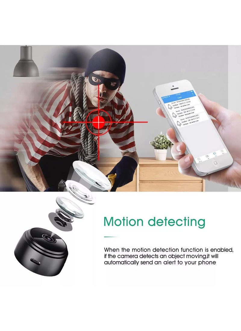 TECHNOVIEW Spy HD Plus Wireless WiFi Camera 2 Mp Video Audio Recording Watch Live Indoor Security IP Camera for Home Motion Detection Low Light Night Vision MiniA9Wifi