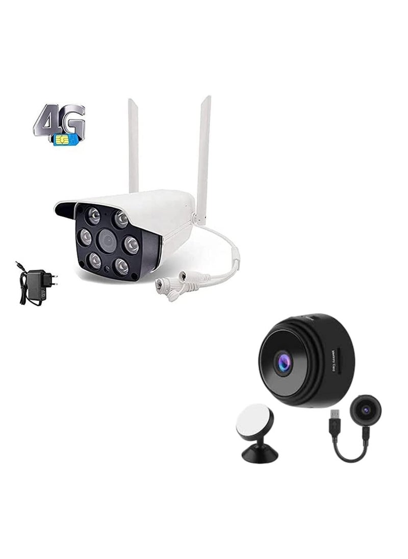 CAMERA DEKHO 4g 3g SIM Card Based WiFi Bullet Wireless Outdoor Security Camera Full HD 1080p BuiltIn MicroSD Card Slot Upto 256GBSupports Google Assistant Alexa White Free Magnetic Spy Camera