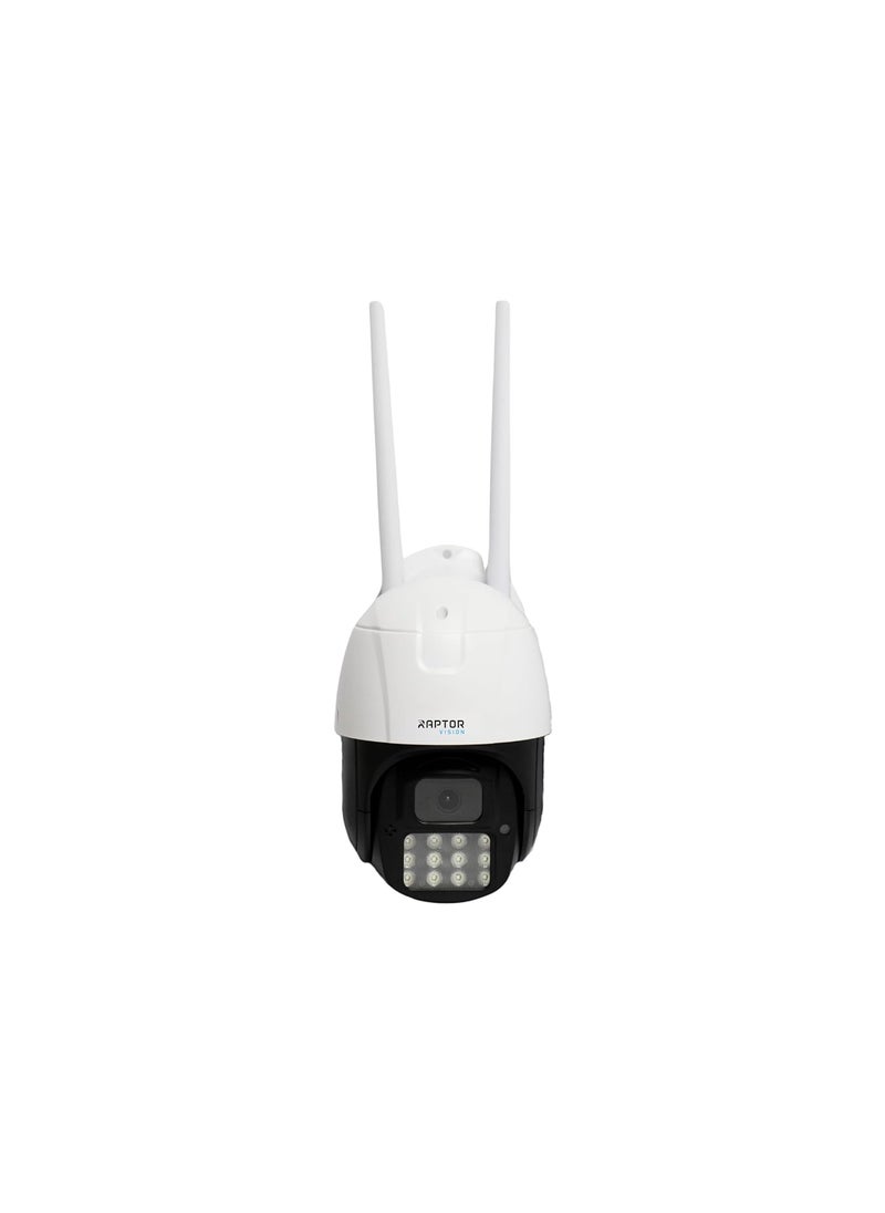 Raptor Vision RVMA4GPTX1 3MP 4G PTZ Security Camera with 10x Digital Zoom TwoWay Audio and Advanced Night Vision