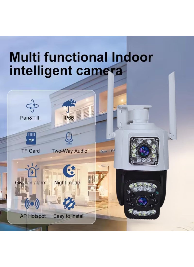 OneXsale Dual Lens 5MP PTZ Wireless Security Camera System Dual Lens 4K Security Camera Wireless Outdoor with 5X Zoom Auto Tracking Human Detection Spotlight 10CH NVR for 247 Recording