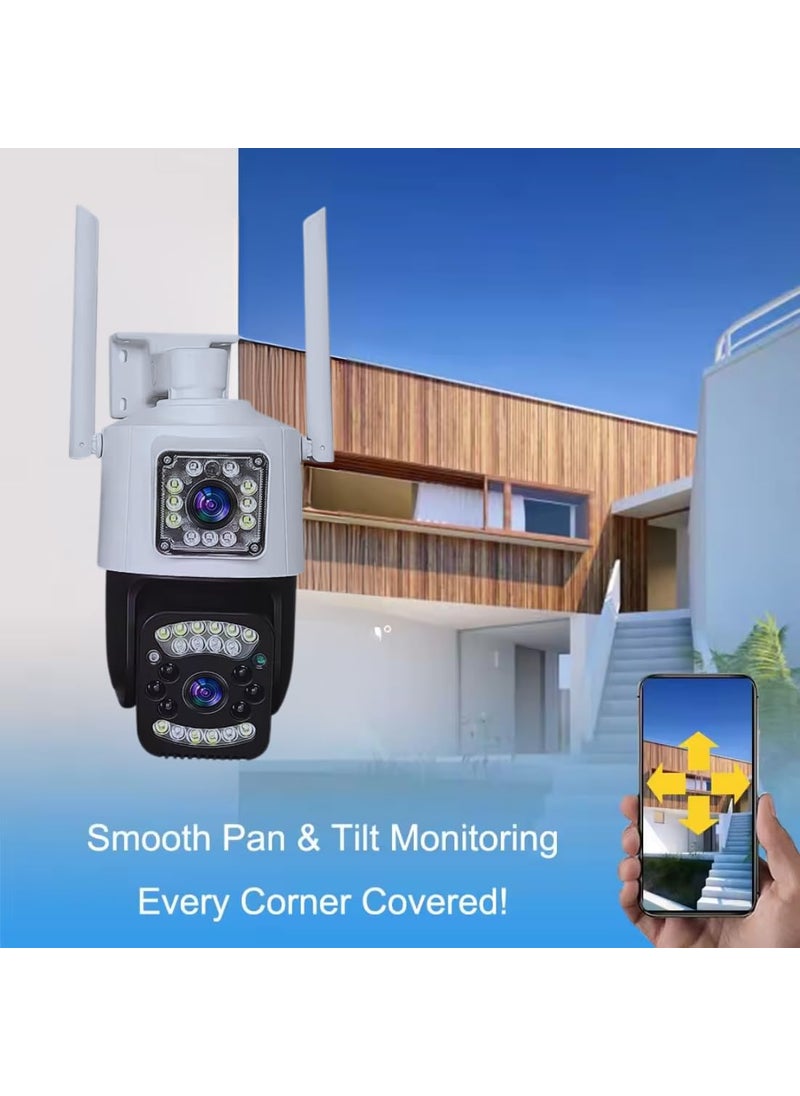 OneXsale Dual Lens 5MP PTZ Wireless Security Camera System Dual Lens 4K Security Camera Wireless Outdoor with 5X Zoom Auto Tracking Human Detection Spotlight 10CH NVR for 247 Recording