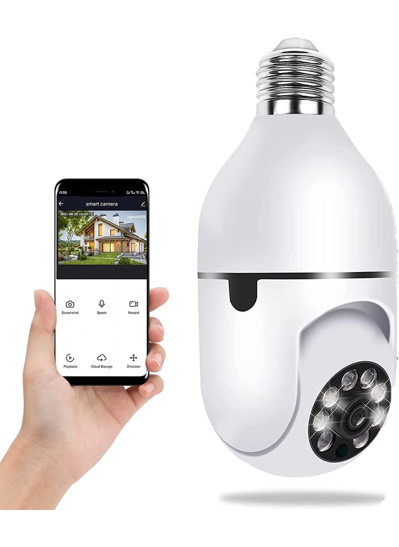 1080P True Wireless WiFi PTZ Dome Security Camera for HomePTZ Bulb Connector with WiFi Smart Motion Detection and AlarmTwo Way AudioNight Vision Remote Viewing White
