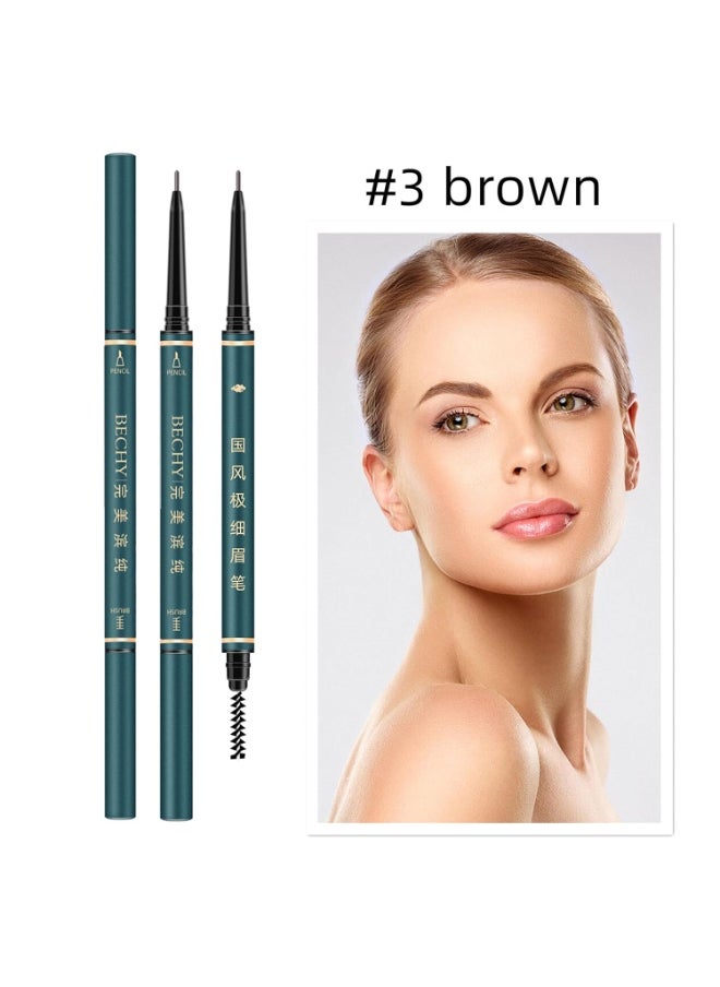 Thin Eyebrow Pencil,3 Pcs Waterproof brown eyebrow pencil with Spoolie Brush, Longwearing for Perfect Brows, Professional, Precision, Defines,Mechanical Pencil,Eye Brow Pencils for Women Brown BECHY