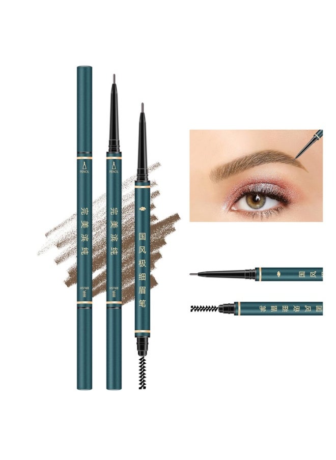 Thin Eyebrow Pencil,3 Pcs Waterproof brown eyebrow pencil with Spoolie Brush, Longwearing for Perfect Brows, Professional, Precision, Defines,Mechanical Pencil,Eye Brow Pencils for Women Brown BECHY
