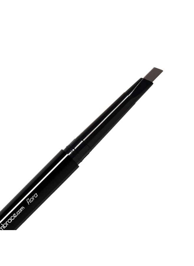 Eye Embrace Flora: Dark Brown-Gray Eyebrow Pencil – Waterproof, Double-Ended Automatic Angled Tip & Spoolie Brush, Cruelty-Free