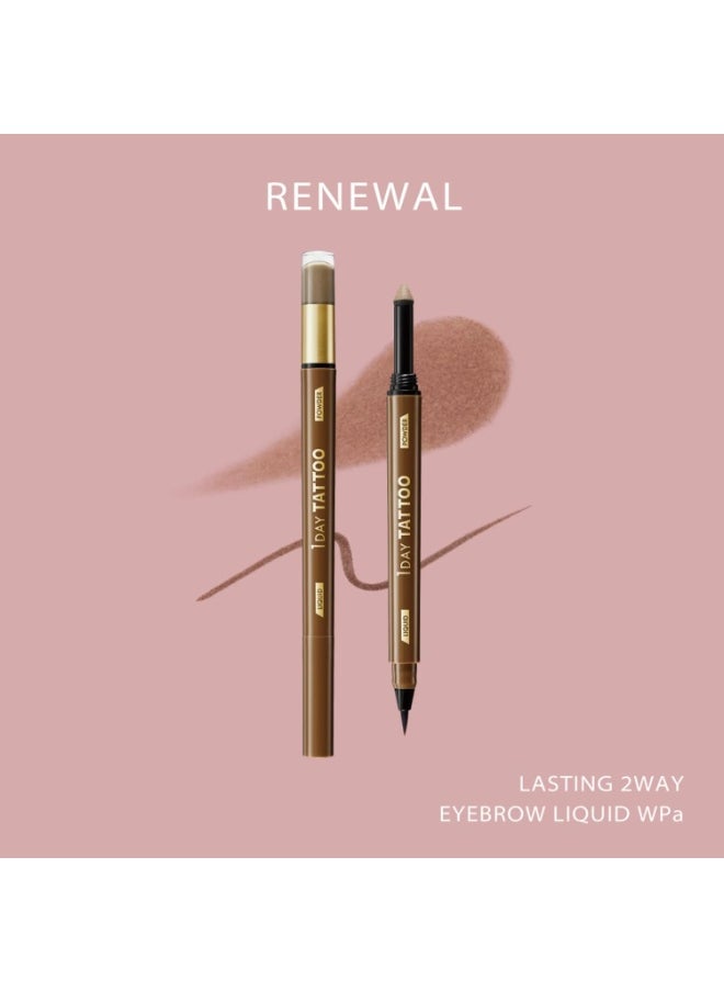 1Day Tattoo Waterproof Eyebrow Pen, Brow colr for Sculpting & Shaping, Fills & Contours Brows, Natural Smudge-Proof Color, 02 Nature Brown
