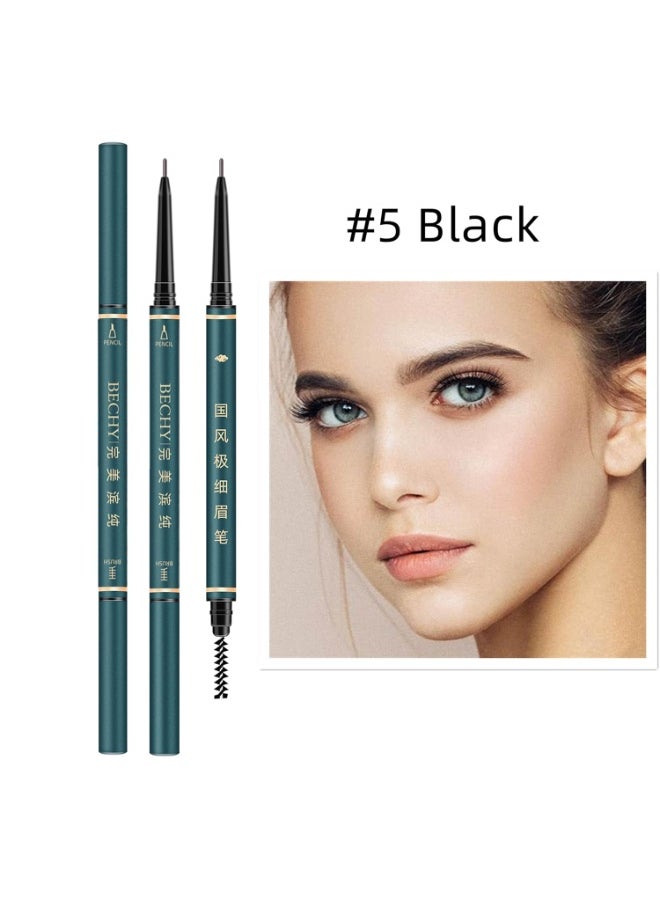 3 Pack of Waterproof Eyebrow Pencil,Professional Makeup Micro Brow Pencil,Brow Kit with Eyebrow Brush and Razor,Ultra-Fine Mechanical Pencil (Black)
