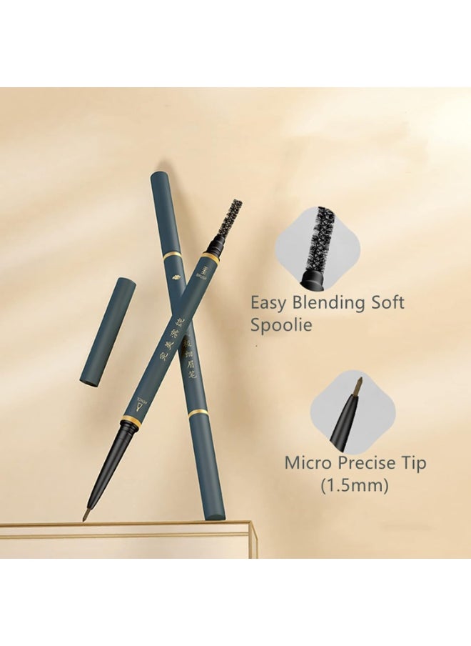 3 Pack of Waterproof Eyebrow Pencil,Professional Makeup Micro Brow Pencil,Brow Kit with Eyebrow Brush and Razor,Ultra-Fine Mechanical Pencil (Black)