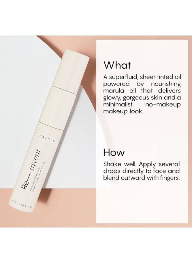 HALEYS Re-invent Sheer Tinted Marula Oil (Light Neutral), Skin Tint, Tinted BB Moisturizer, Tinted Foundation, Face Oil, Hydrate Skin, Flexible Shades, Low to Med Coverage, For All Skin Types