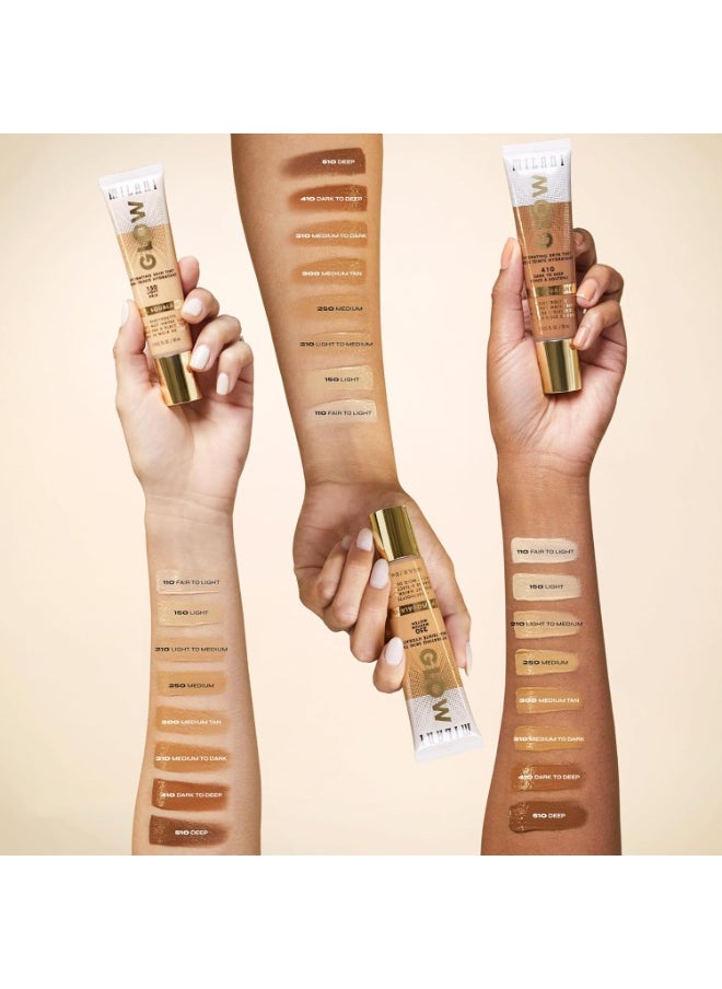 Milani Glow Hydrating Skin Tint - Medium to Dark, Dewy Finish, Light Coverage, Cruelty Free
