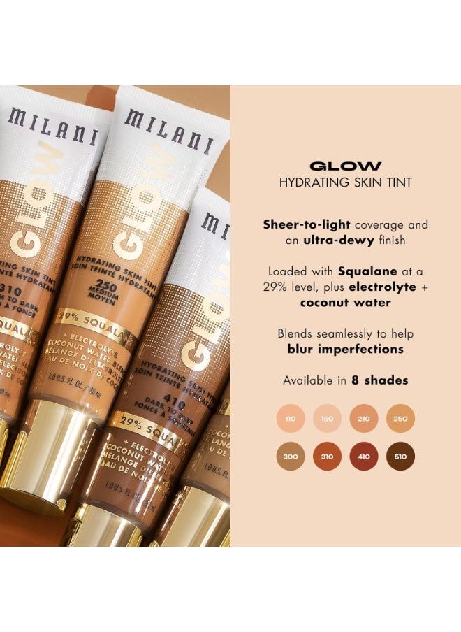 Milani Glow Hydrating Skin Tint - Medium to Dark, Dewy Finish, Light Coverage, Cruelty Free