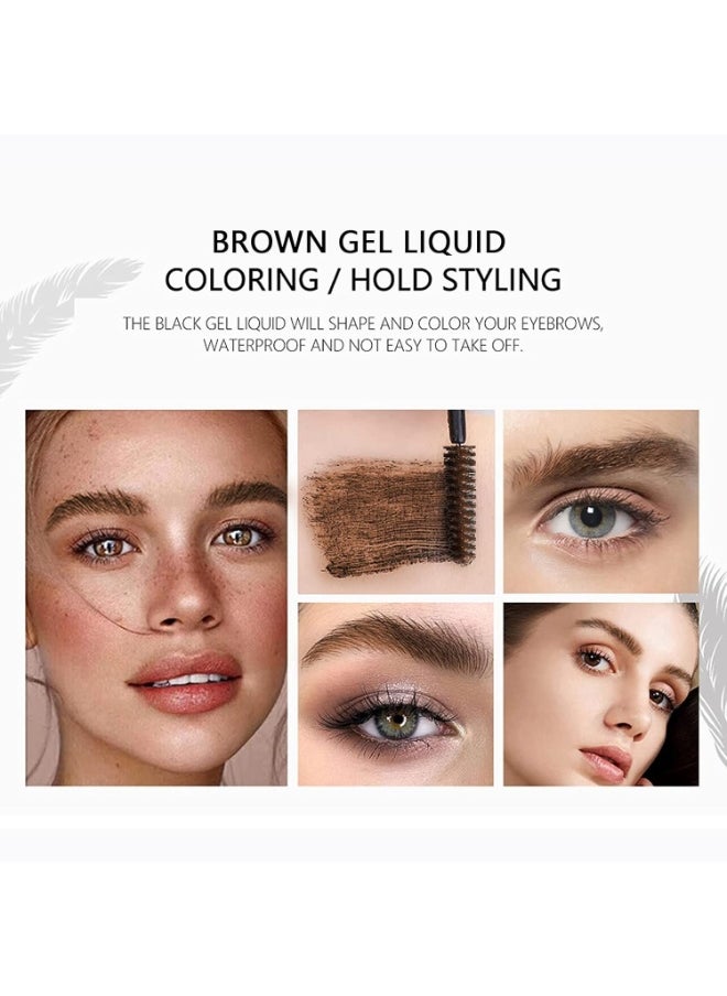 DAGEDA Clear Eyebrow Setting Gel, Brow Fix Gel, Waterproof And Sweat-Proof Eyebrow Repair Liquid Brows Styling Beauty Salon Home Use Makeup, 1.81oz (Clear and Dark Brown)