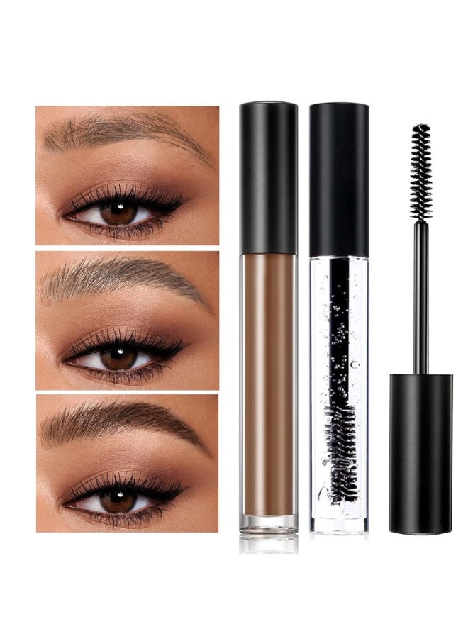 DAGEDA Clear Eyebrow Setting Gel, Brow Fix Gel, Waterproof And Sweat-Proof Eyebrow Repair Liquid Brows Styling Beauty Salon Home Use Makeup, 1.81oz (Clear and Dark Brown)