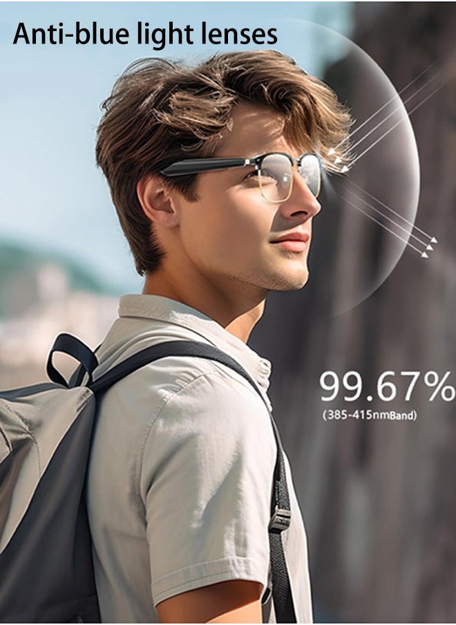 AI translation smart bluetooth glasses, real-time multi-language translation glasses, support more than 140 languages, accurate and delay-free translation, suitable for daily life and work, wireless bluetooth range 10-15 meters, 110 mAh battery, talk time 4 hours, standby time 120 hours. Fast charging
