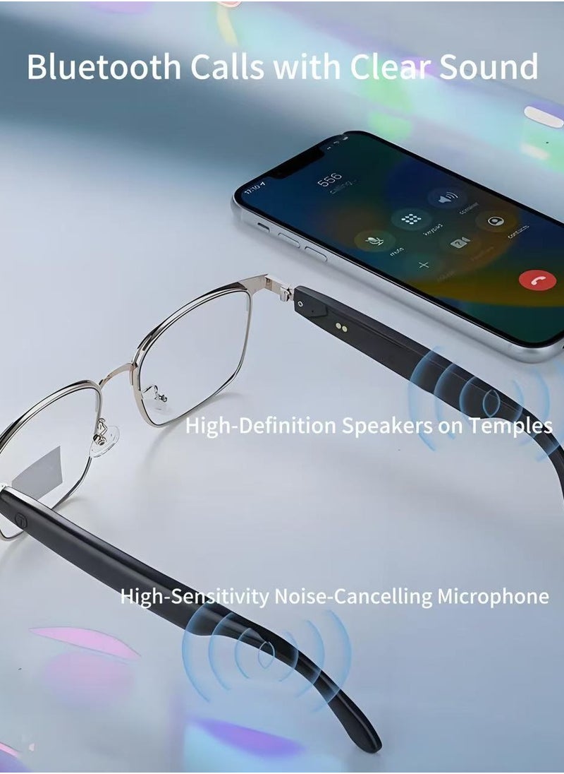 HYUNDAI Smart and Photochromic Glasses, Polarized Sunglasses with Bluetooth Speaker, Athletic, Outdoor, Sports UV Protection and Voice Control, Smart AI translation Glasses and Headphones, Translation in 144 languages, AI Chat, Music, Assistant via Bluetooth 5.4 - Metal Frame with Photochromic Lenses