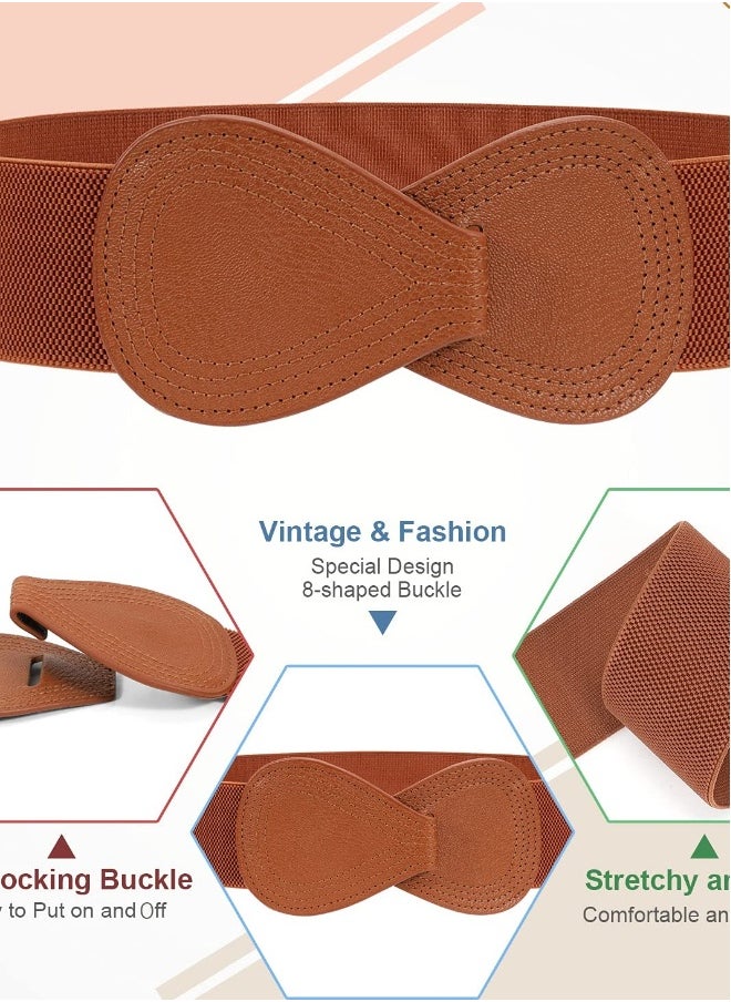 Women Stretchy Belt for Dresses Vintage Elastic Wide Waist Belt Elastic Belt for Ladies Dress Decoration
