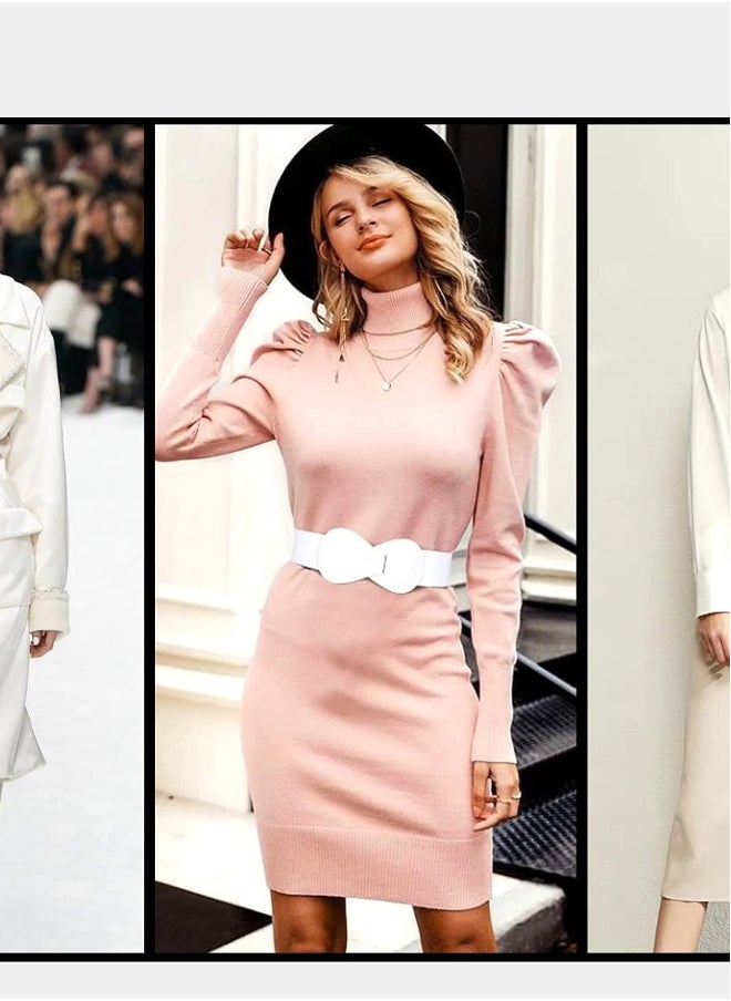 Women Stretchy Belt for Dresses Vintage Elastic Wide Waist Belt Elastic Belt for Ladies Dress Decoration