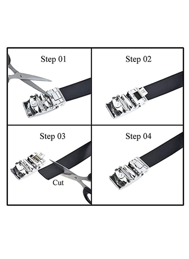 Mens Belt,Genuine Leather Fashion Belt Ratchet Dress Belt with Automatic Buckle, Soft Leather Business Belt Fashion for Casual Dress Jeans Khakis (Silver Buckle, Black)