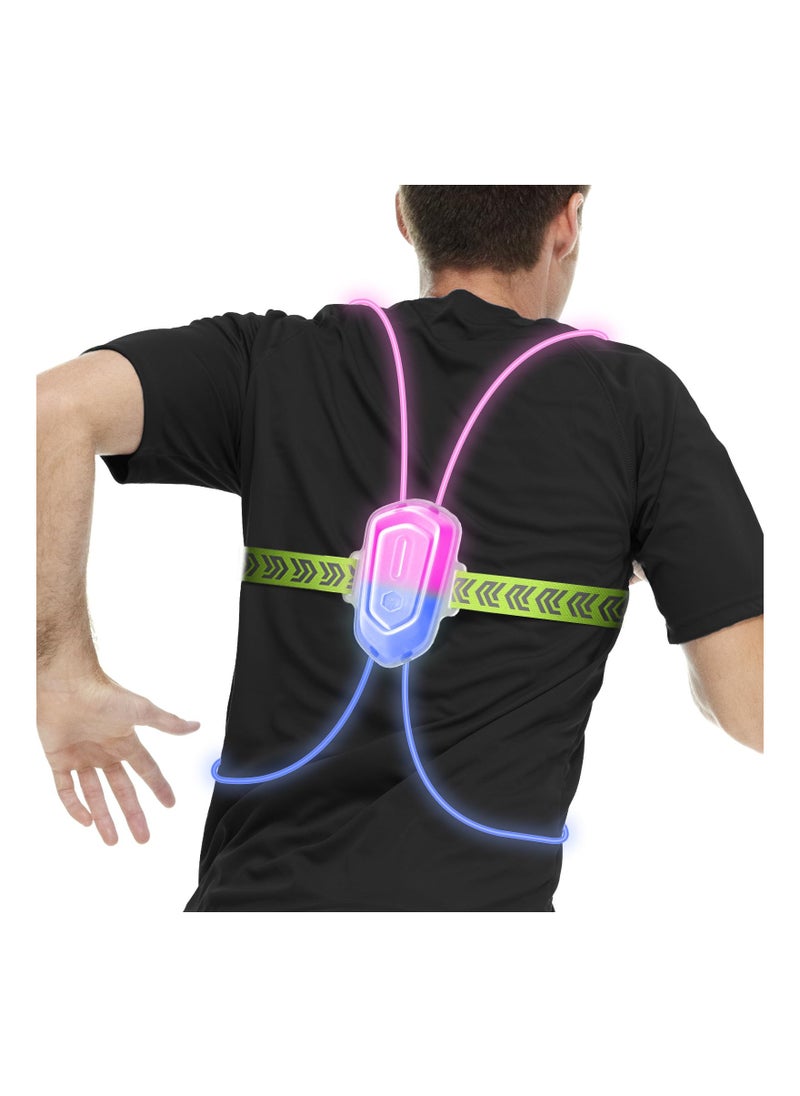 LED Reflective Running Vest with Front Light - High Visibility, Lightweight, Anti-Slip Safety Gear for Outdoor Sports. Rechargeable Light, Available in Multiple Colors for Any Outfit.