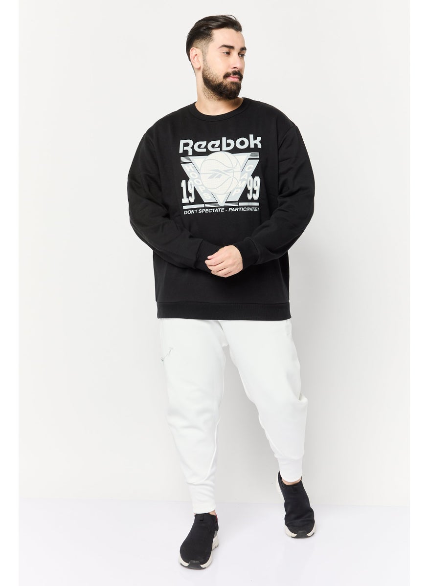 Men Sportswear Fit Long Sleeve Basketball Sweatshirt, Black