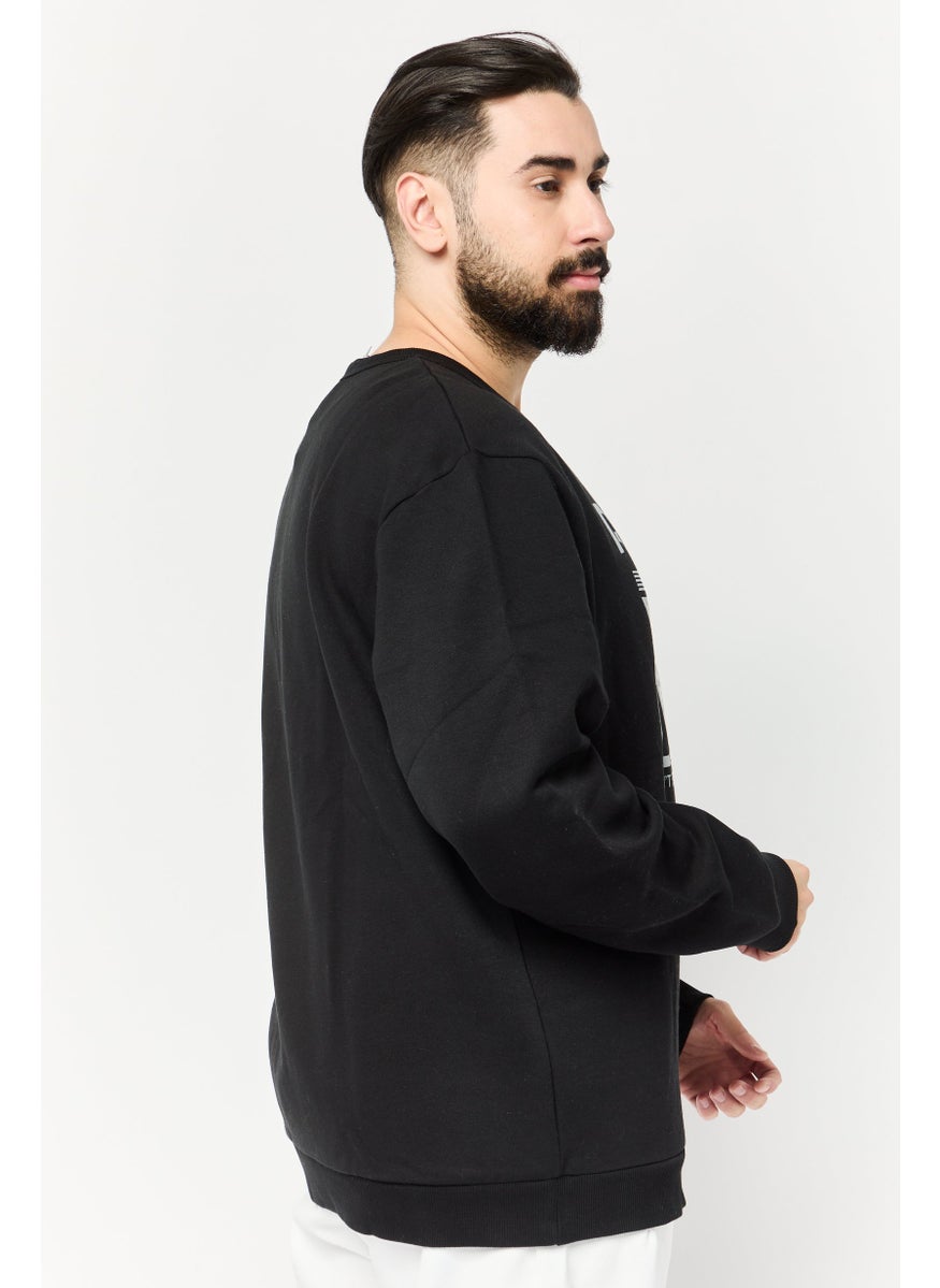 Men Sportswear Fit Long Sleeve Basketball Sweatshirt, Black